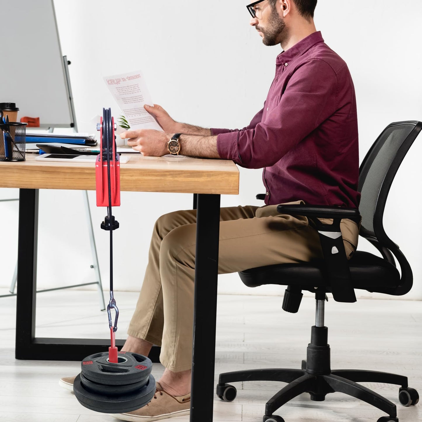 Arm Wrestling Training Pulley System Professional, Forearm Workout Table Equipment, Wrist Exerciser Cable Machine with Rope