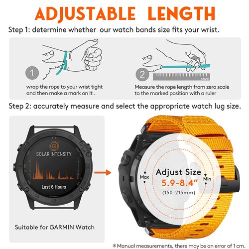 HEMSUT Compatible with Garmin, 22mm Military Strap for Fenix 8 47mm /7/7 Pro/6/6 Pro/5/5 Plus/E 47mm, MARQ Athlete, Instinct 2, D2 Delta S/Descent G1, Approach S60/62/S70 47mm, Forerunner Quatix 6/5