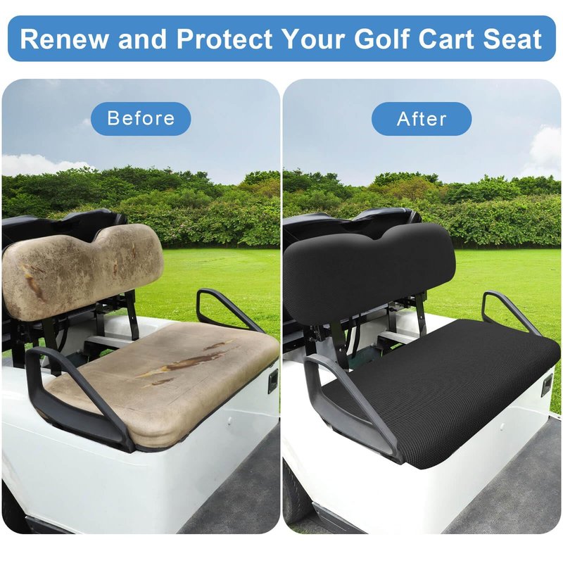 MOSNAI Universal Golf Cart Seat Covers Set for EZGO TXT/RXV, Club Car DS/Precedent, Yamaha G29/ Drive 2 Front Seats, Durable Breathable Bench Seat Covers Washable Polyester Mesh Cloth Without Logo