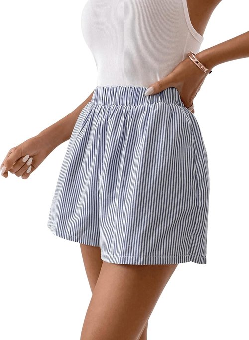 Floerns Women's High Waist Wide Leg Casual Shorts - Striped Print Design for Ultimate Comfort