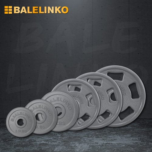 Balelinko Cast Iron 2-Inch Olympic Grip Plate Weight Plate for Strength Training, Weightlifting and Crossfit in Single, 45LB, Gray