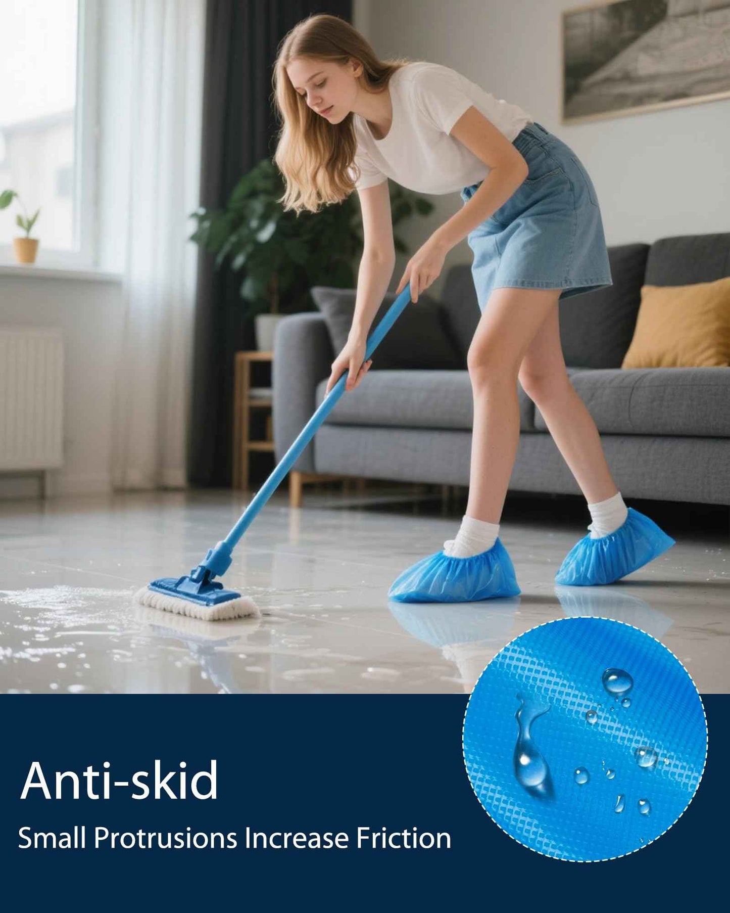 300 Pack (150Pairs) Shoe Covers Disposable Non-Slip, Waterproof Boot Covers with Compact Roll for Easy Storage, Plastic Shoe Covers for Indoor Use, Home Cleaning,Visting, One Size Fits Most