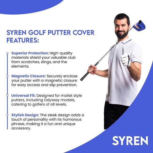 Middle Finger Golf Putter Head Covers - Premium Club Protector with Magnetic Closure | Funny Men's Golf Accessories (Blue)