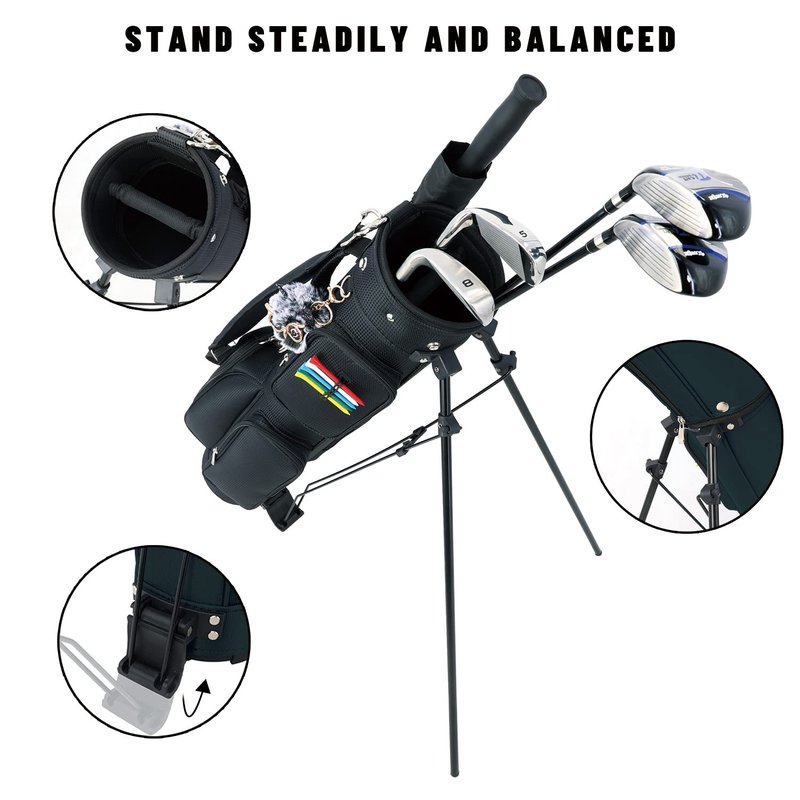 Golf Bag, Golf Stand Bag with Shoulder, Small Golf Club Bag, Women Golf Bag with Cooler (Black)