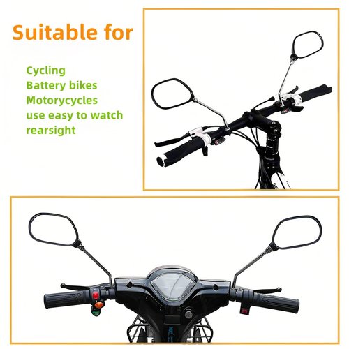 2pcs Bike Mirror Handlebar Mount 360° Adjustable, Wide Rear View Mirror Bicycle Mirrors for Handlebars with Scratch Resistant Glass,Large Wide Angl Bike Rear View Mirror for Motorcycle,Bike Accessory