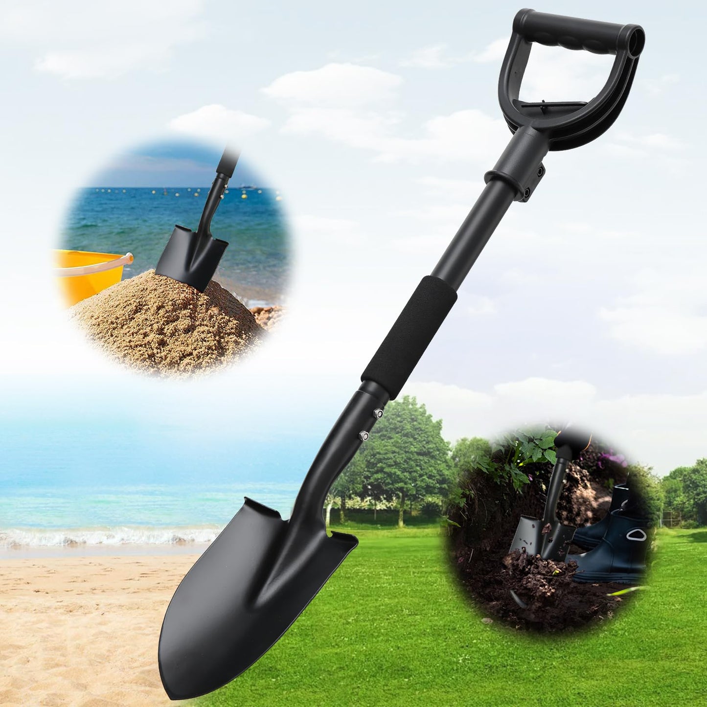 Garden Shovel, 31 Inch Small Garden Shovel, Light Weight Metal Gardening Flat Small Digging Shovel Spade for Kids, Planting, Gardening, Camping, Car, Mini Shovel- 6 Inch Wide Spade