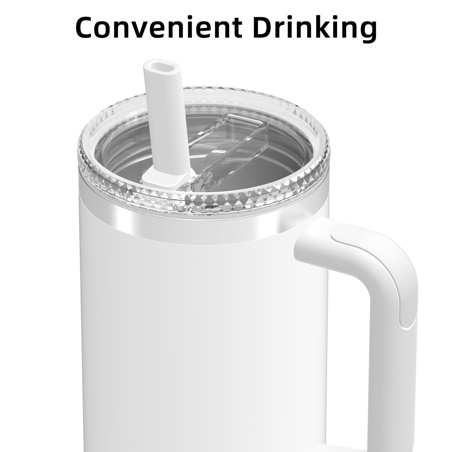 40 oz Flip Straw Lid for Stanley Quencher H2.0 Tumbler, Spill-Proof Replacement Lid Accessory for Stanley 40 oz Tumbler with Handle, Easy to Clean | Reusable, 1-Pack/White