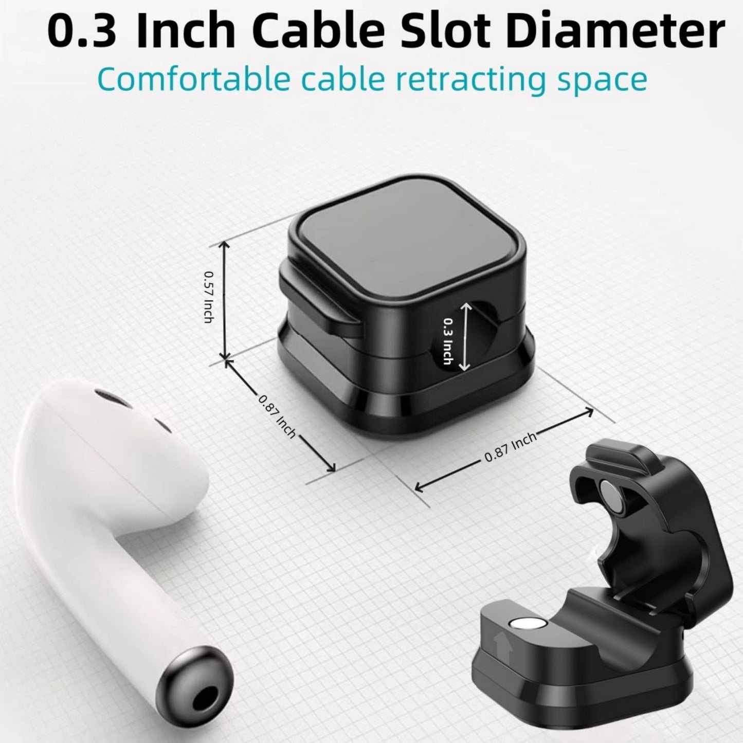 10 Pack Magnetic Cable Clips,Adjustable and Convenient Cable Management, Wire Holder Organizer, Conceal or Arrange Phone USB Charger Cables for Home, Office, Car, Desk, or Nightstand. (Black)