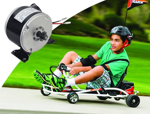 AlveyTech 24 Volt 250 Watt Electric MY1016 DC Motor - 24V 250W 2600-2850 RPM with 11-Tooth #25 Chain Gear Sprocket, Brushed Brush-Type, Battery Power, use on Many Razor Scooter Dirt Mini Bike Go-Kart