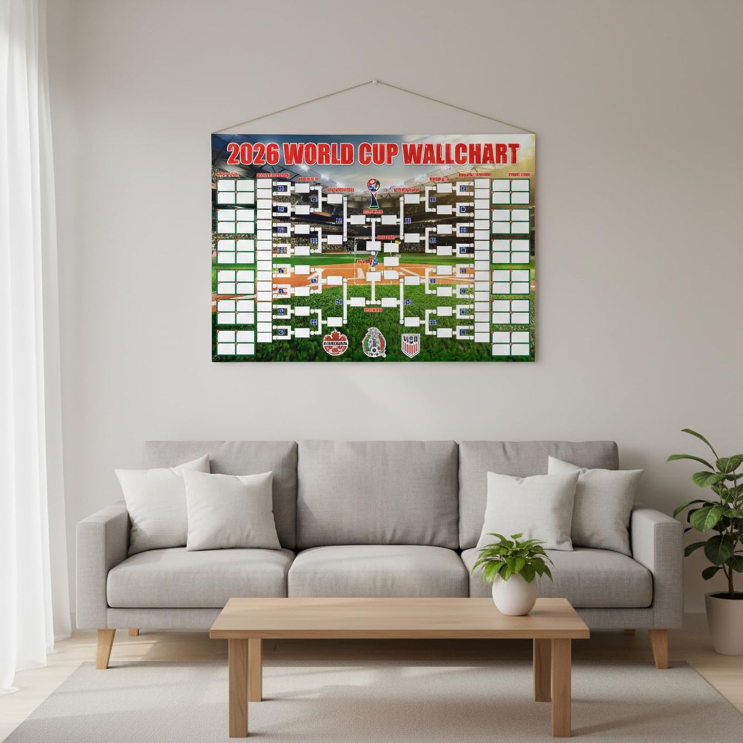 World Cup Schedule Poster&Final Round 48-Team Collection Showcase 2026,2-in-1 Double-Sided Functional Poster Football Merchandise Decorations,Soccer Match Decor Wall Chart,Soccer Fans Gifts 21x15In