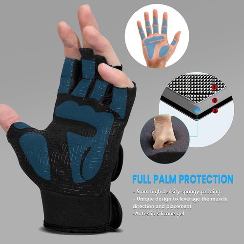 MOREOK Workout Gloves Padded Weight Lifting Gloves for Men/Women, [5MM Gel] Fingerless Grip Gym Gloves Fitness Gloves for Exercise, Weightlifting, Cycling, Pull ups, Rowing, and Climbing Black-S