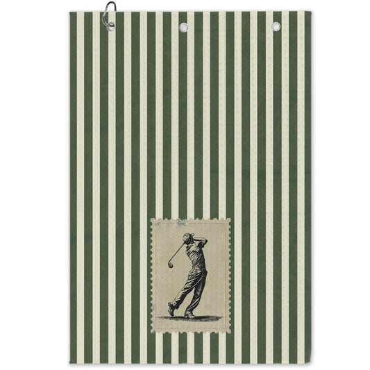 BCUANGD Vintage Golf Towel - Retro Green Stripe Golf Bag Accessories Towel, Trendy Preppy Disc Weave Waffle & Ball Towels with Carabiner Clip Birthady Gifts for Golfer Dad Grandpa Men, 16"x24"