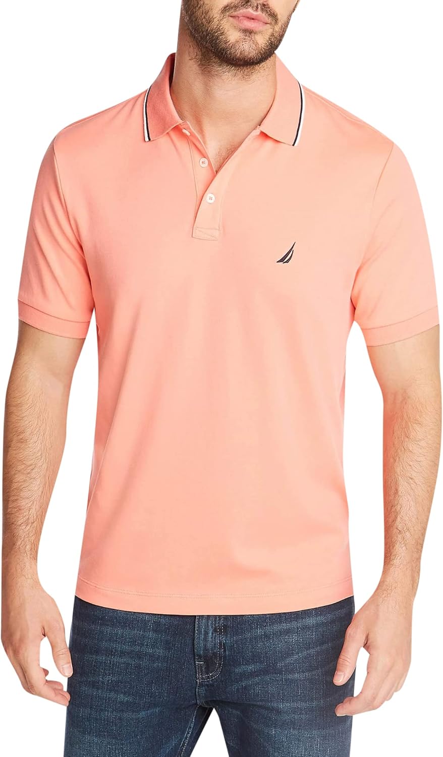 Nautica Classic Fit Polo Shirt - Short Sleeve Dual Tipped Collar | Stylish Comfort for Men