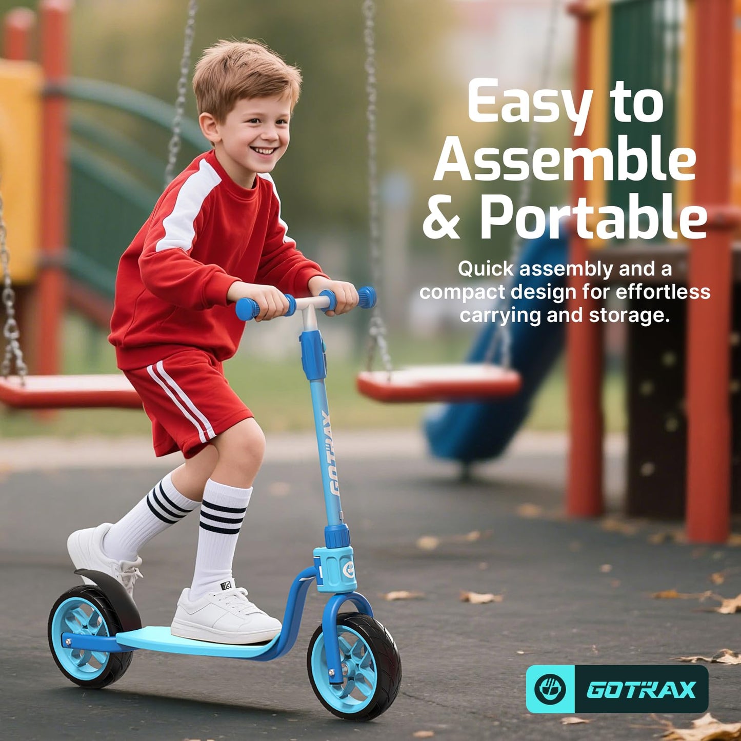 Gotrax KS8 Kick Scooter for Kids 5+, Large 8" Wheels and Height Adjustable Handlebar, Sturdy Wide Deck & Rear Brake, Detachable for Easy Storage, 2 Wheels Kids Scooter, Gift for Boys & Girl, Blue