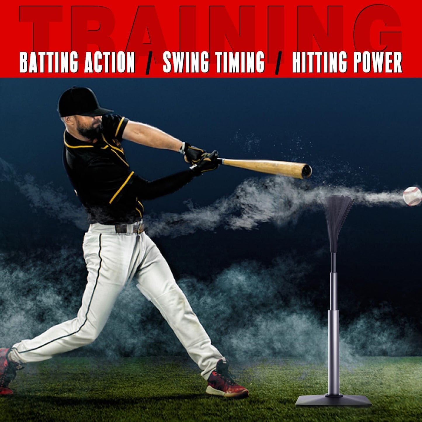 Skiennix 4-Prong Ball Rest Batting Tee - Adjustable 23" to 44" for Baseball & Softball Hitting