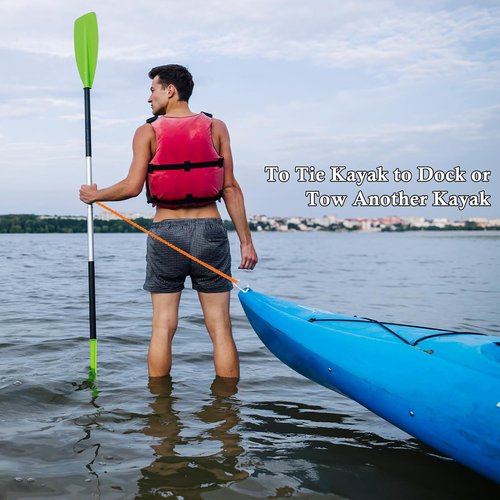 Kayak Paddle Board Tether Leash - Stretchable 3.3-7 Feet Strap with Carabiner for SUP & Fishing Gear