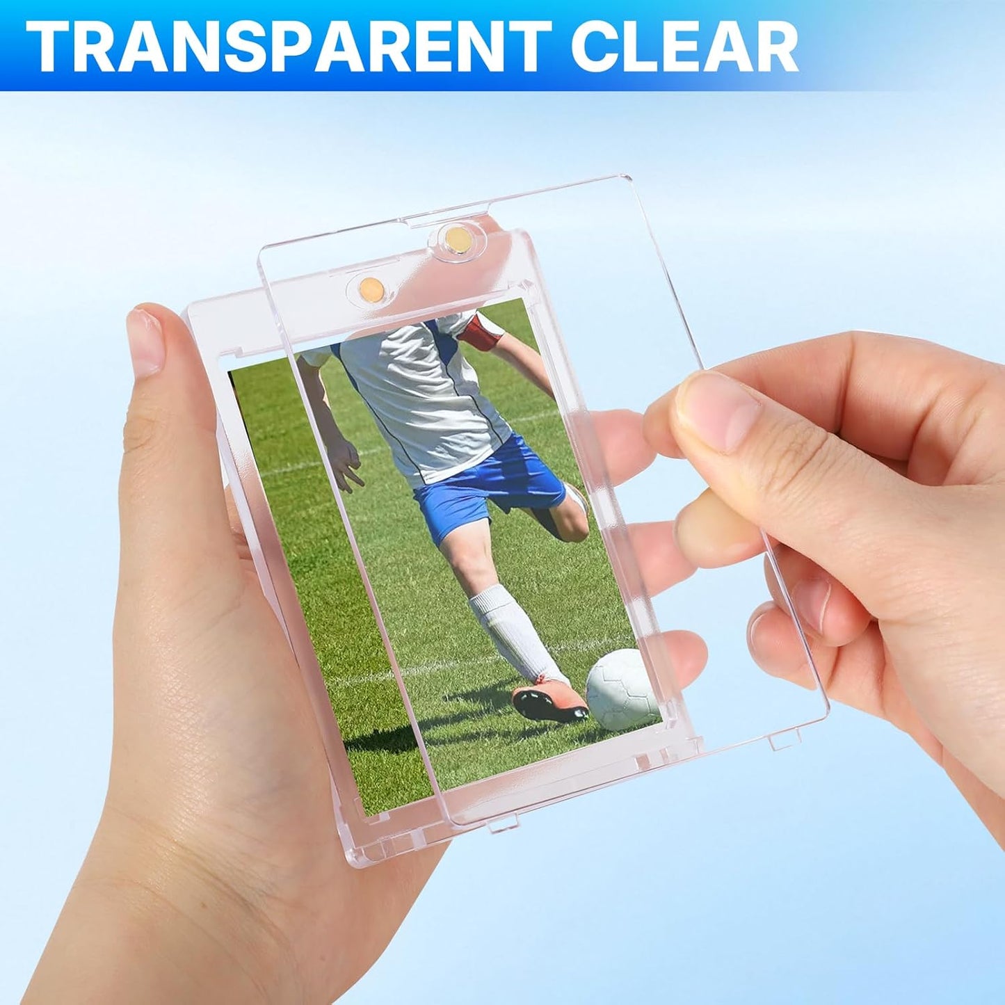 Skiennix Magnetic Card Holder - 50 Pcs UV Protected Clear Cases with 10 Stands for Trading Cards Display & Storage