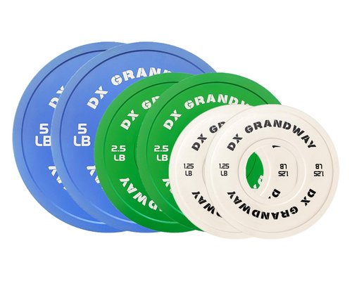 [17.5LB Pack] DX Grandway Fitness Weight Plates 1.25LB 2.5LB 5LB 10LB 25LB 45LB Pairs Singles Support Plates for Weight Lifting Bumper Strength Training Weight Plates Steel Rubber