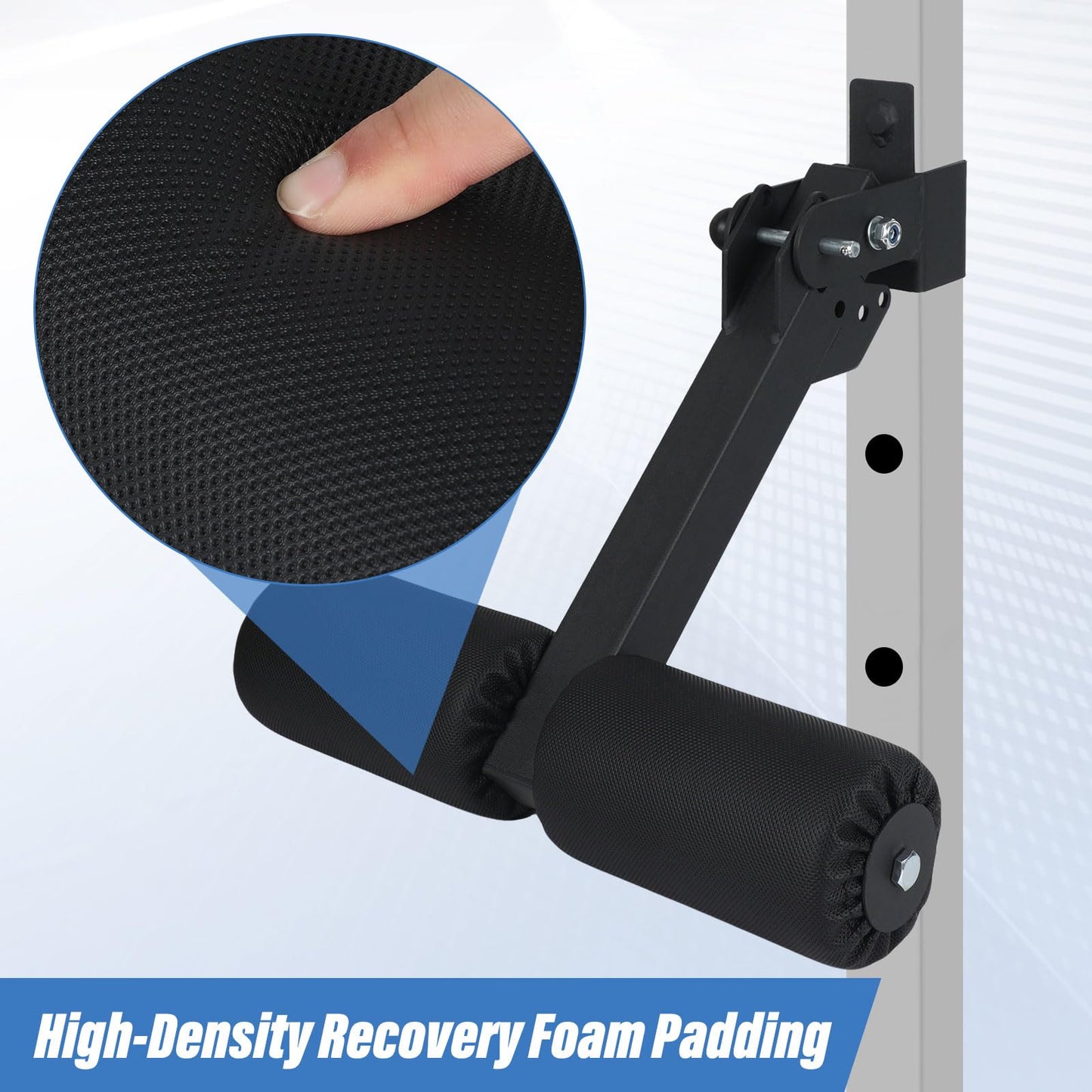 Nordic Hamstring Curl Squat Rack Attachment for 3x3 Power Rack with 5/8" or 1" Hole - Adjustable Power Rack Leg Lock with High-Density Recovery Foam Padding, Home Gym Equipment for Leg Workouts