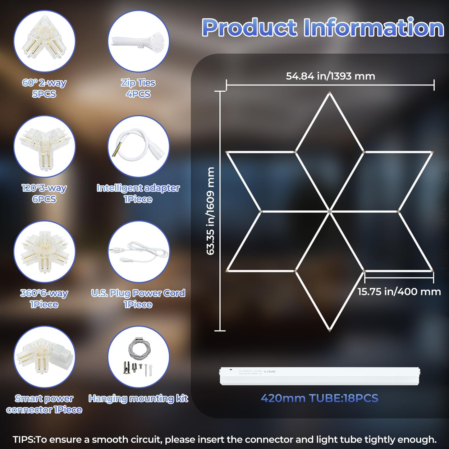 ALLYES Hexagon Garage LED Lights - 6500K 8910LM, Snowflake-Shaped Ceiling Light for Workshops, Basements, Gyms