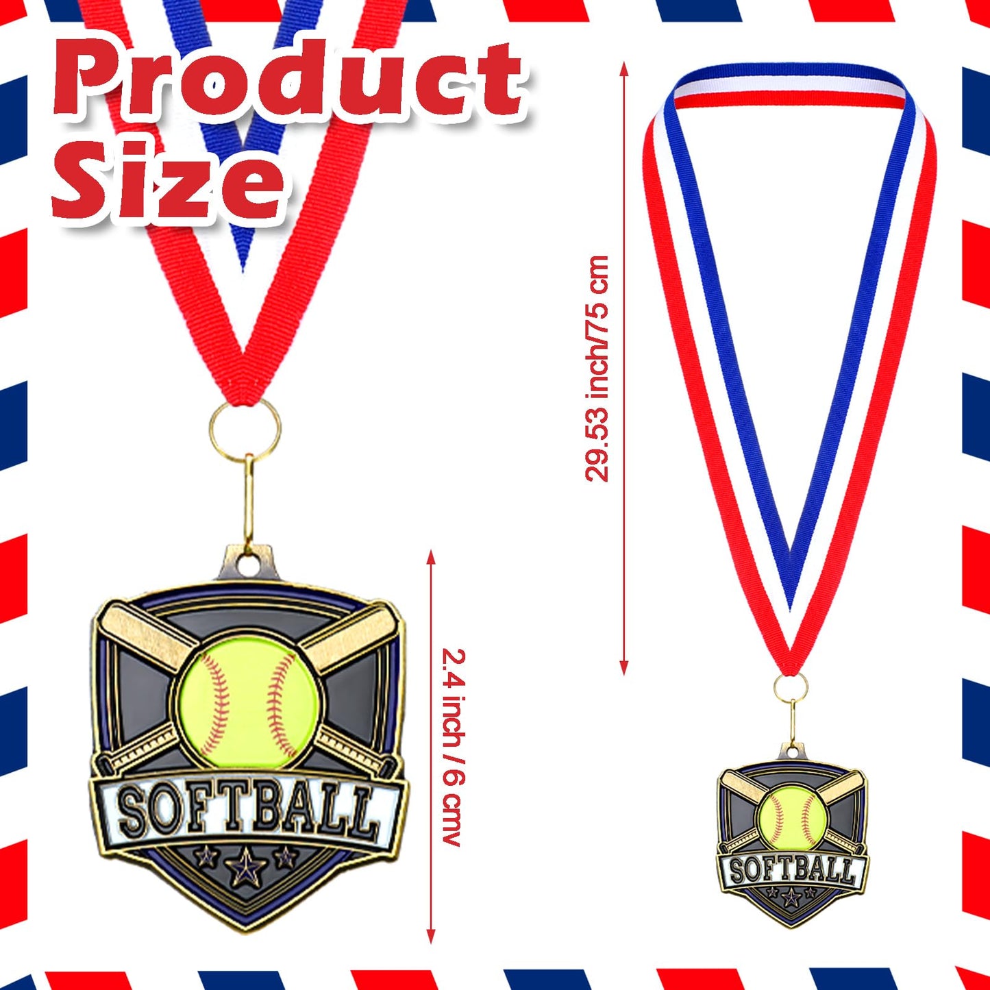 Trnayi 40 Pcs 10/20 /30/40 Pcs Award Medals Bulk Sports Medals with Neck Ribbons 2.4 Inch Winner Award Trophy Prize Gift for Sports Themed Party Favors Tournaments Match (Softball)