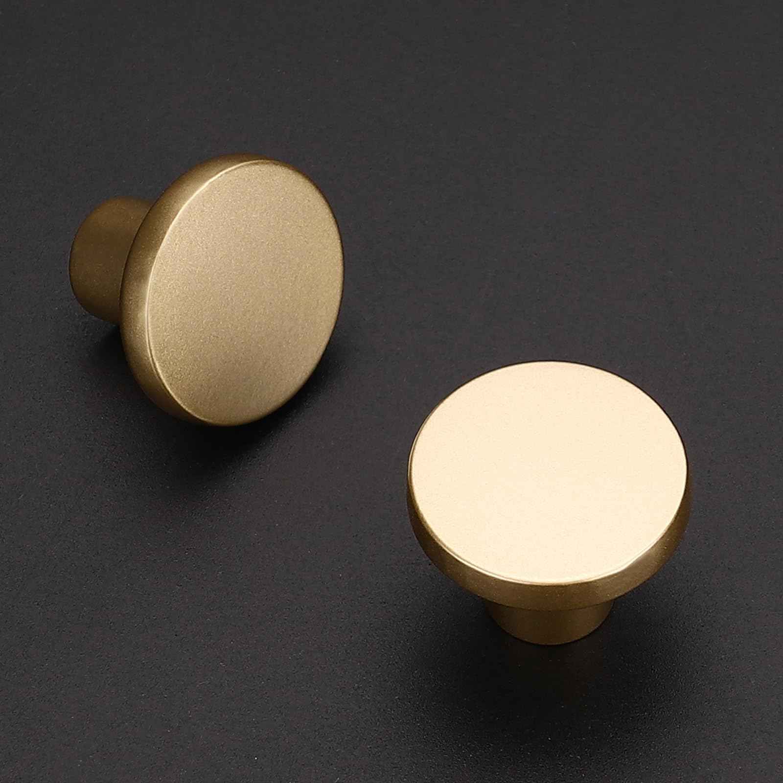 Ravinte 10 Pack Cabinet Knobs Champagne Gold Kitchen Cabinet Knobs Round Dresser Drawer Knobs Golden Drawer Pulls Closet Door Knobs 1-1/5 Inch
