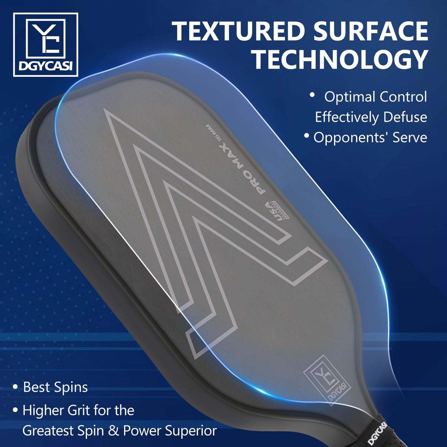 YC DGYCASI 16mm Pickleball Paddles Professional, 2025 USAPA Approved, Carbon Fiber Surface (CFS), Polypropylene Lightweight Honeycomb Core, with Cover Case Black