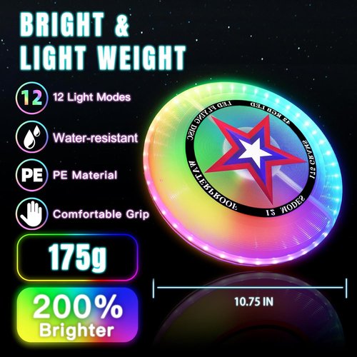 LED Flying Disc - Colorful 42 LED Light Show | Rechargeable, Water-Resistant Outdoor Toy for Ages 8+