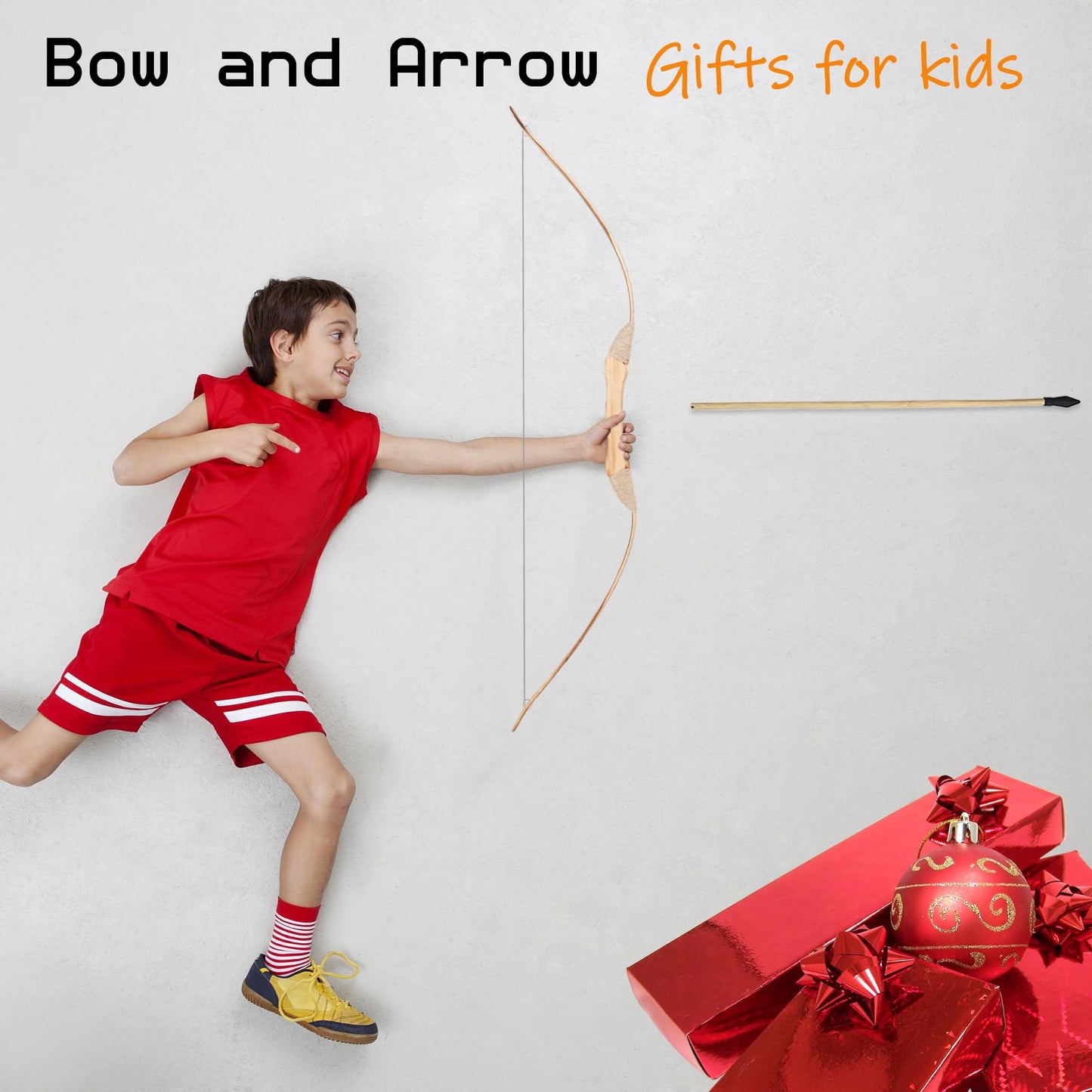 Kids Bow and Arrow Set, 32 Inch Archery Set Handmade Wooden Toy Bow and Arrow for Kids 4-6 8-12, Cosplay Game Costume Prop Play, 1 Bows 1 Quivers and 10 Wood Arrows, Gifts for Youth Boys & Girls