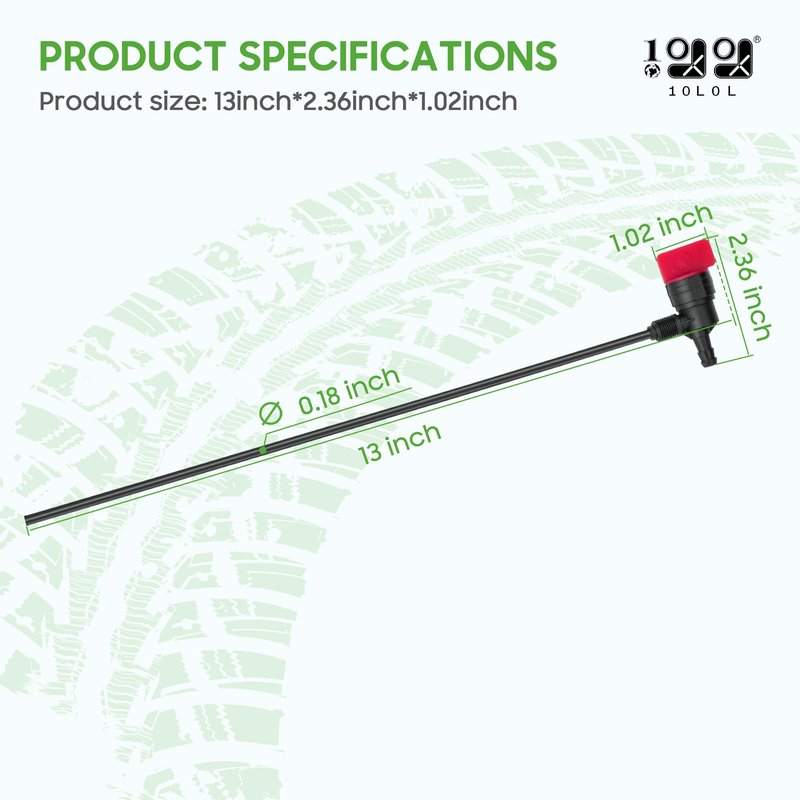 10L0L Fuel Siphon Pickup Tube for Club Car DS 1992 up, Precedent 2005 to 2008 Gas Golf Cart, with Shut-Off Valve, Replace OEM 1018969-01, 101896901, 6725, 8969