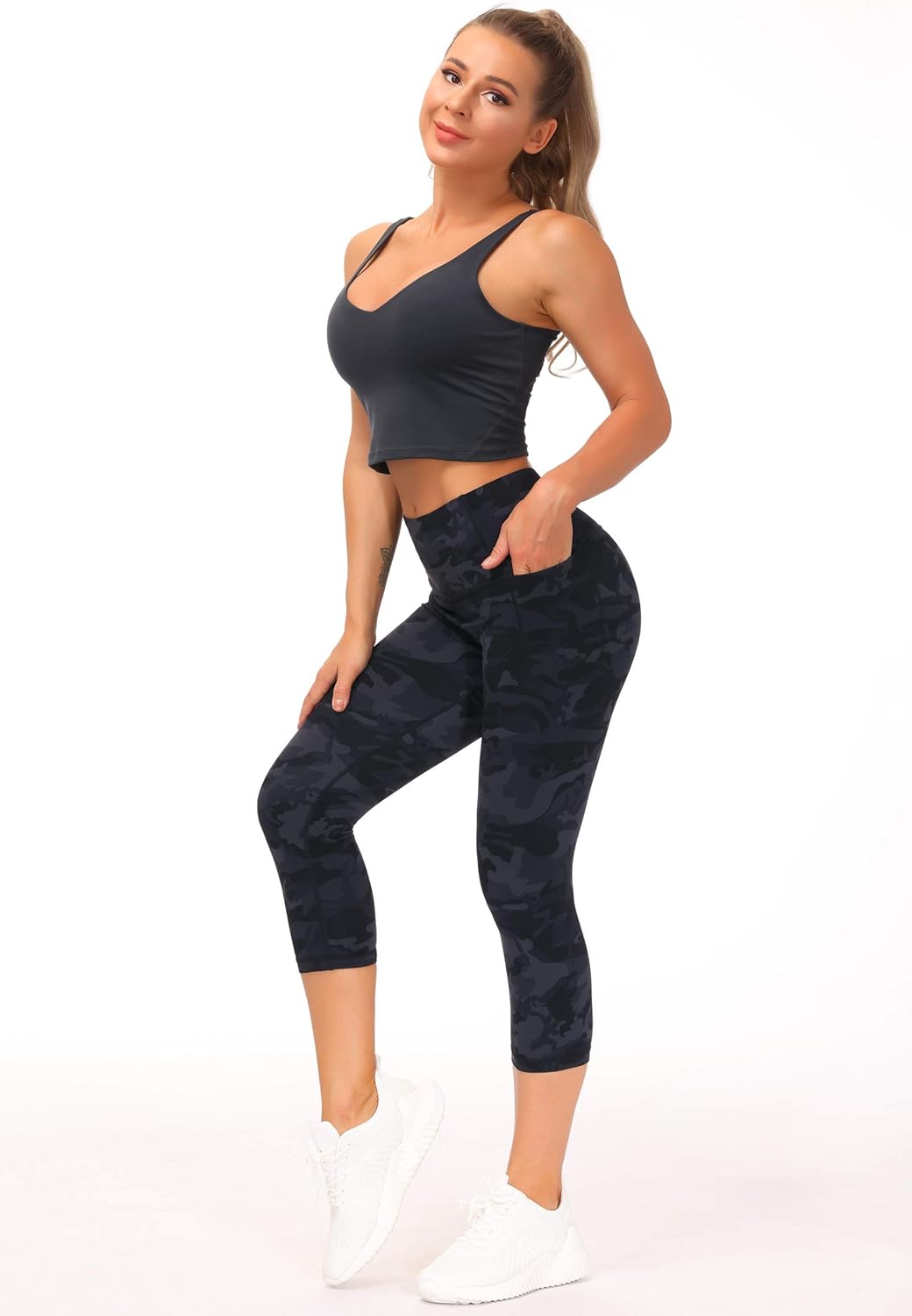The Gym People High Waist Tummy Control Capris Leggings - Comfortable Fit for Active Women