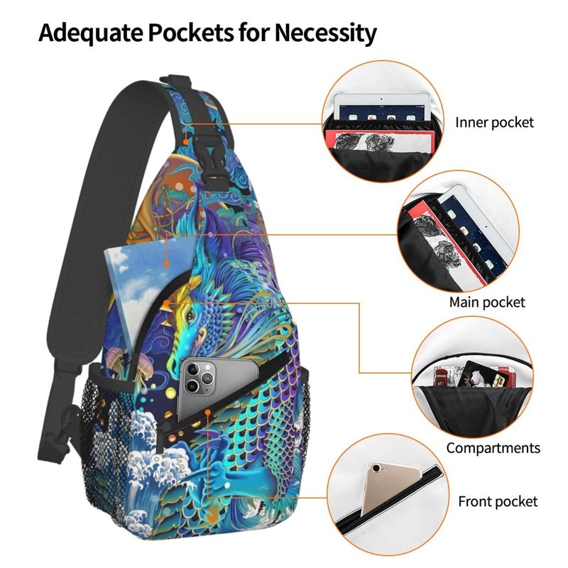ZFPKWJY Cool Dragon Sling Bag Crossbody Travel Hiking Chest Backpack Shoulder Daypack for Men Women
