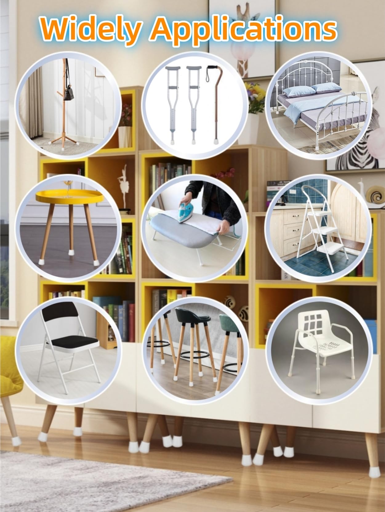 1" Chair Leg Tips Caps, Non-Slip Rubber Leg Tips, Stool Leg Protectors Cap, Folding Metal Chair Leg Tip Replacement, Chair Leg Floor Protectors Round White, 12 Pack