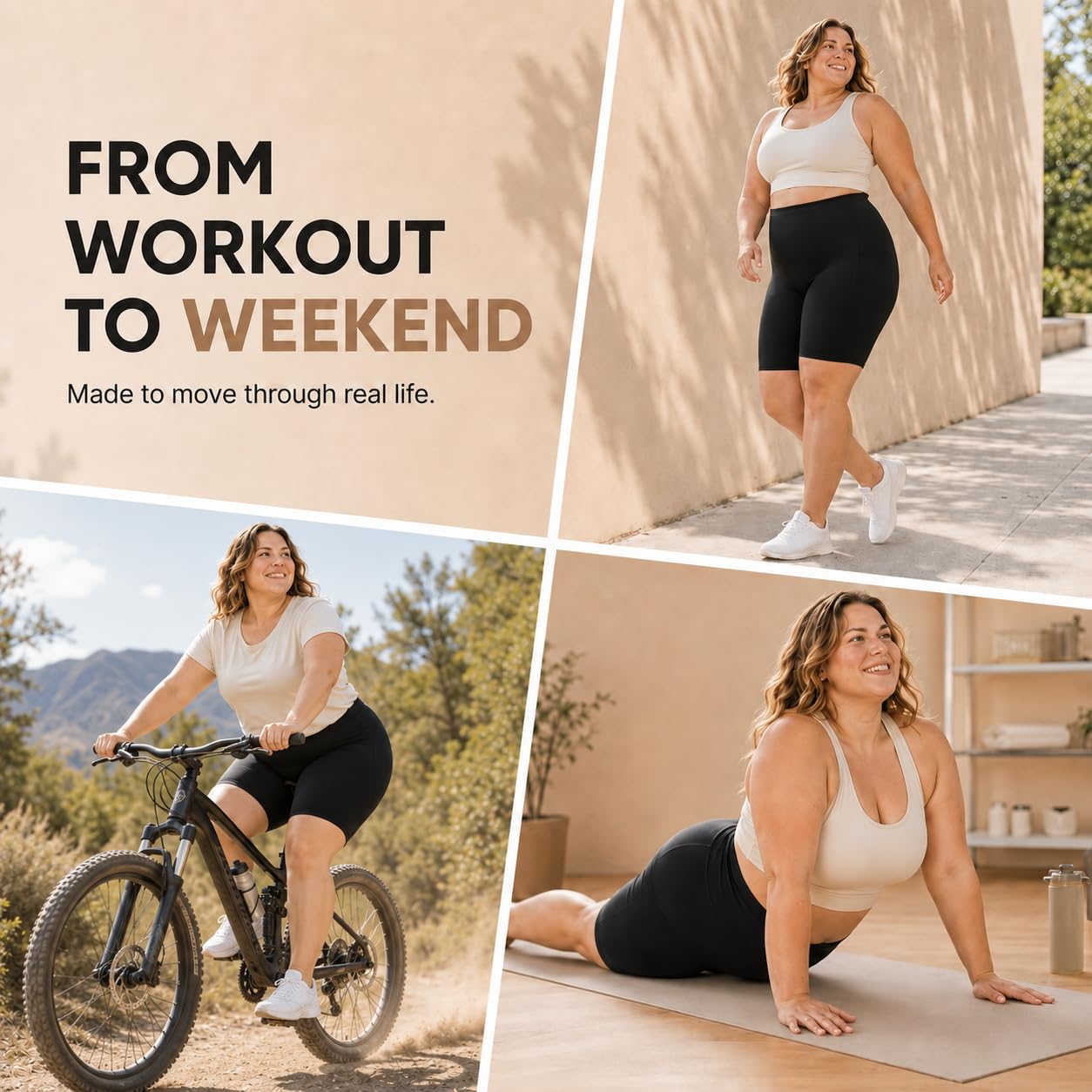 HLTPRO 3 Pack Plus Size Biker Shorts with Pockets for Women - 8" High Waisted Spandex Athletic Bike Shorts for Yoga Workout