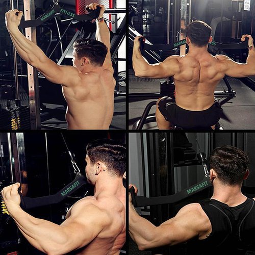MARSAFIT Ergonomic Lat Pull Down Bars, Back and Triceps Strength Training Equipment, Lat Pulldown Attachments, Cable Attachments for Home Gym (BT0013)