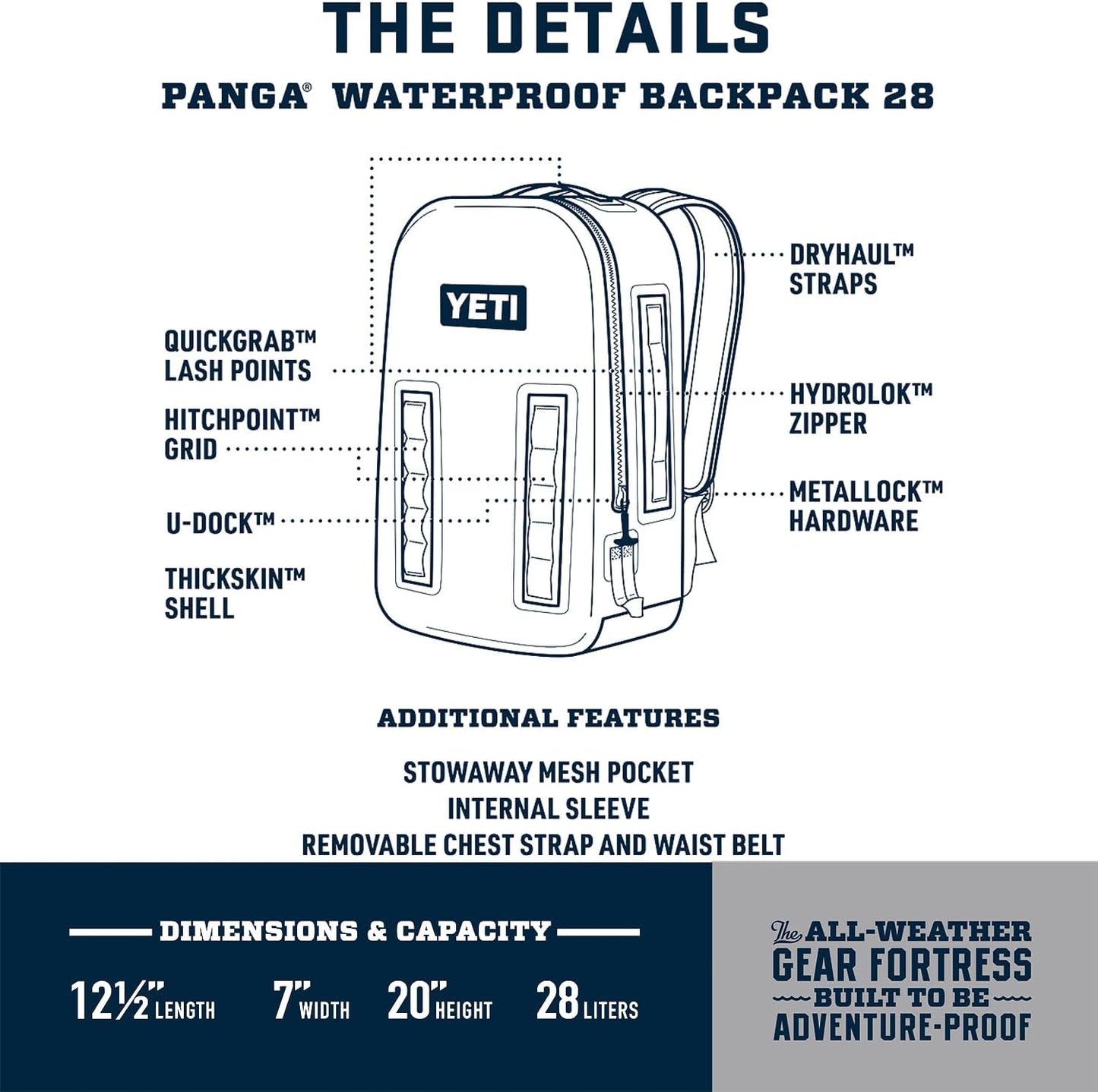 YETI Panga 28 Waterproof Submersible Bag - Airtight Design in Sleek Black Color