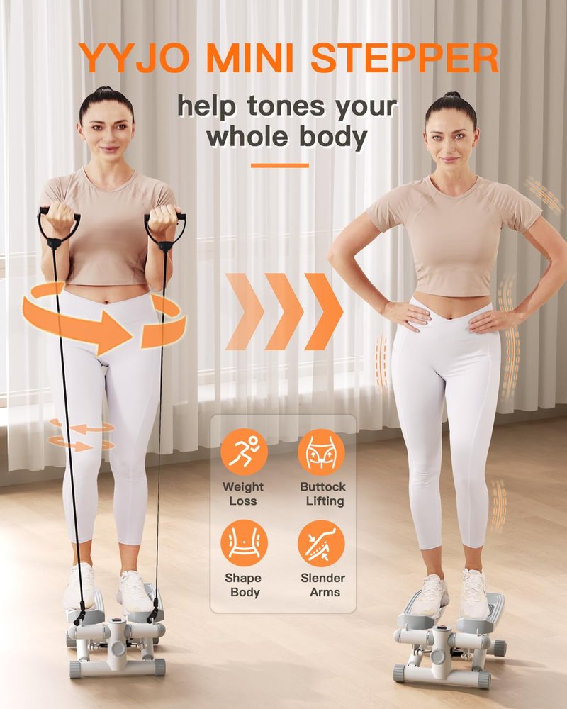 YYJO Steppers for Exercise at Home, Mini Stepper with Resistance Bands Portable Stair Stepper for Buttocks Lifting and Body Shaping