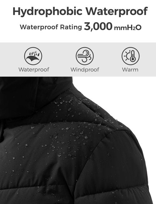 wantdo Women's Mid-Length Hooded Puffer Jacket Warm Outdoor Winter Padded Coat(Black, Medium)