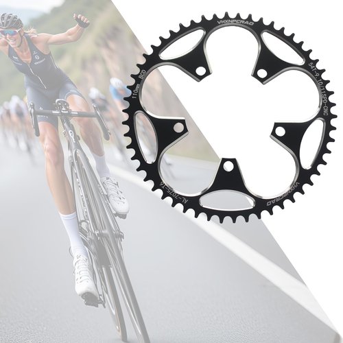 VHXNPCRAO Bike Chainring 54T Black, 110BCD Round Narrow Wide Chainring, 36-60T Single Bicycle Chain Ring for 8-12 Speed Road Bike (Black, 54T)