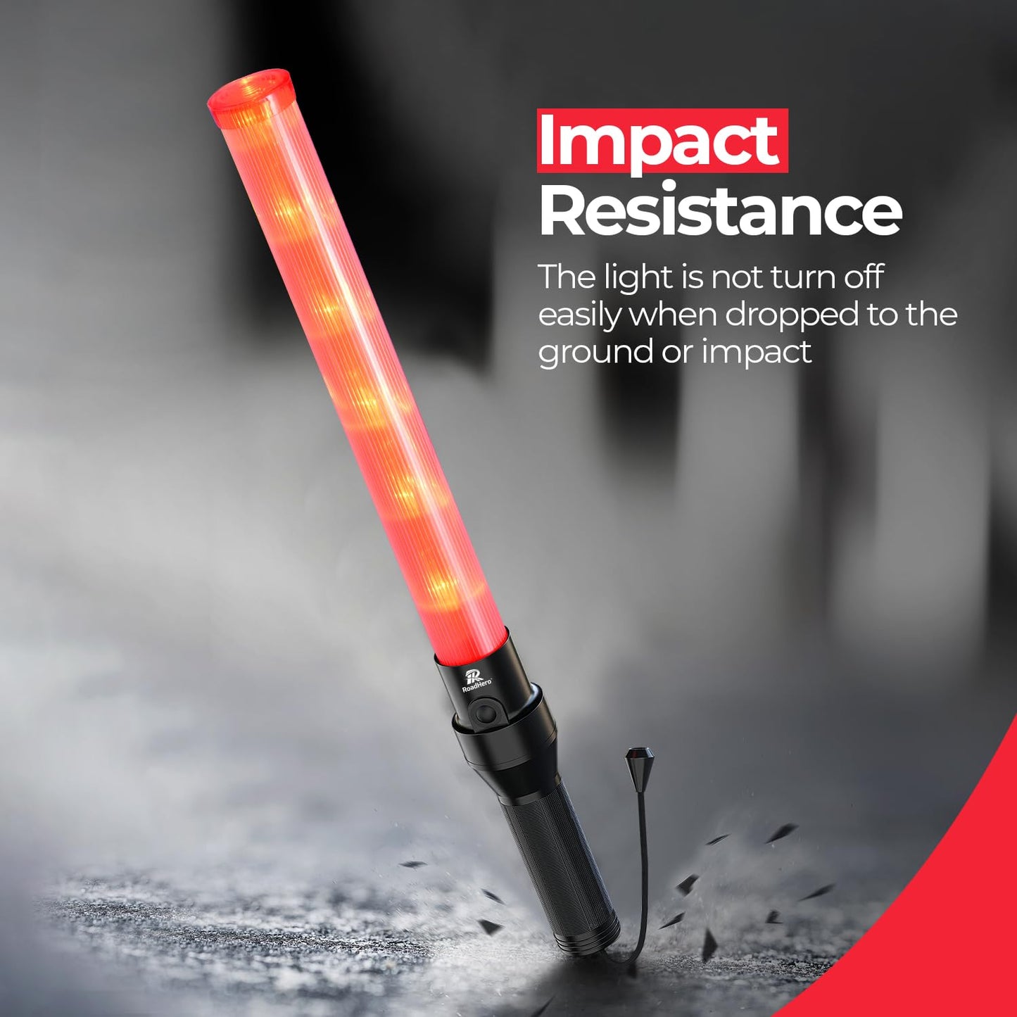 Traffic Wand 21 Inch, 2 Pack Air Traffic Control Lights with 2 Flashing Modes, Red Safety Signal Wands for Traffic Control, Airport, Parking, Car Directing