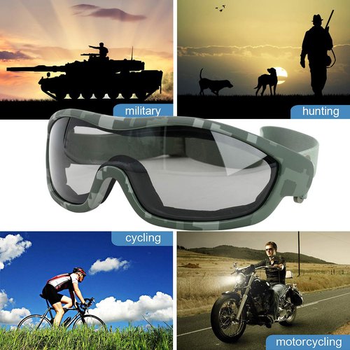 Viriber Motorcycle Goggles - UV Protective Outdoor Glasses, Dust-proof Combat Goggles, Military Sunglasses - Camouflage