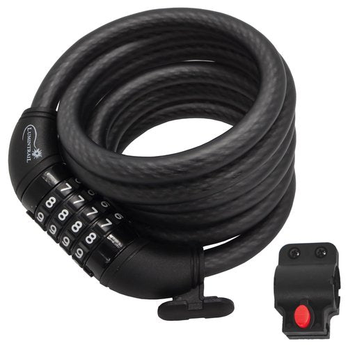 Lumintrail Combination Bike Lock Cable for Bike Accessories - 4ft Bike Locks Heavy Duty Anti Theft with Combinations - Bike Cable Lock Combination with Mounting Bracket (1 Pack, Matte Black)