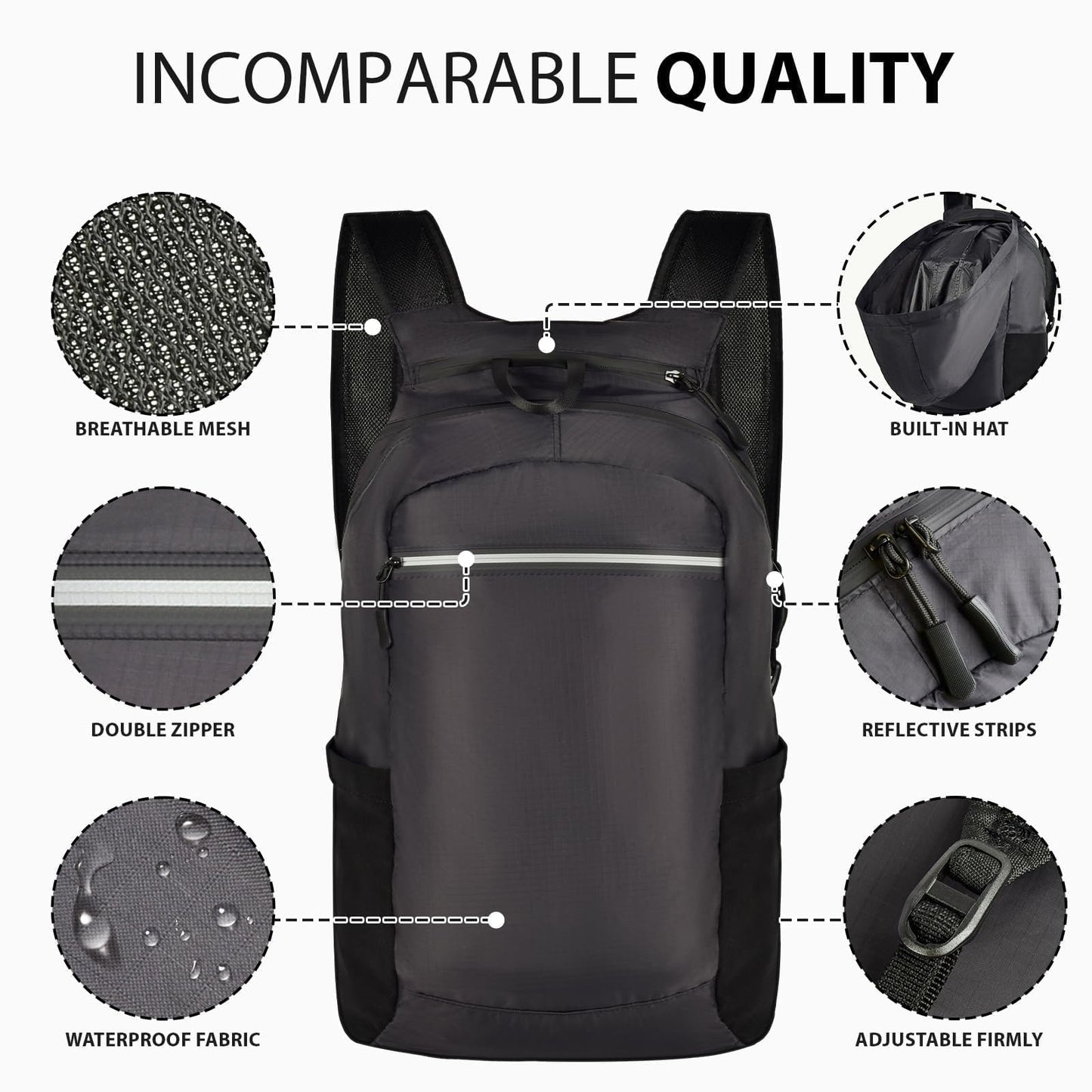 SAIKA 3-Pack Ultra Lightweight Packable Backpack, Water-Resistant Foldable Daypack for Hiking, Travel, Camping, Outdoor, 3 Sizes (S/M/L) with Hat for Men Women Families