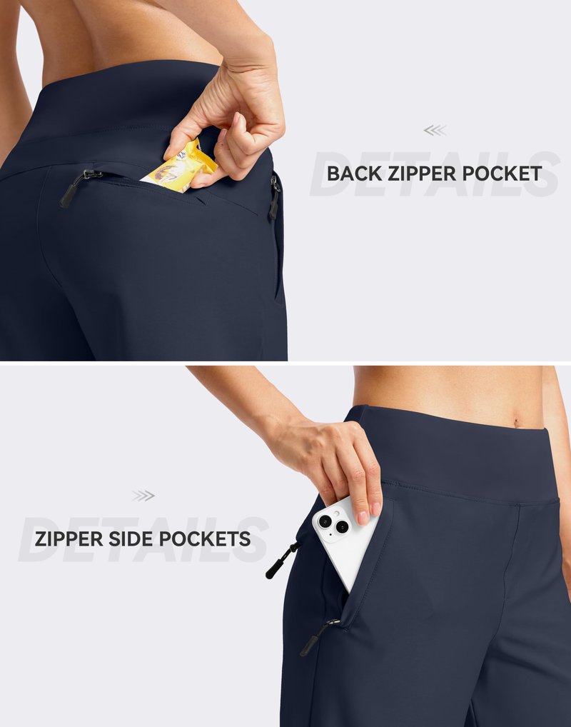SANTINY Women's 5''/ 7''Hiking Shorts with 3 Zipper Pockets Lightweight Quick Dry Golf Shorts for Women Athletic Walking (Navy_7-L)