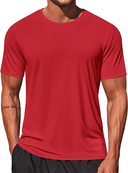 COOFANDY Men's UPF 50+ Swim Shirt - Short Sleeve Rash Guard | Quick-Dry Beach T-Shirt, Breathable