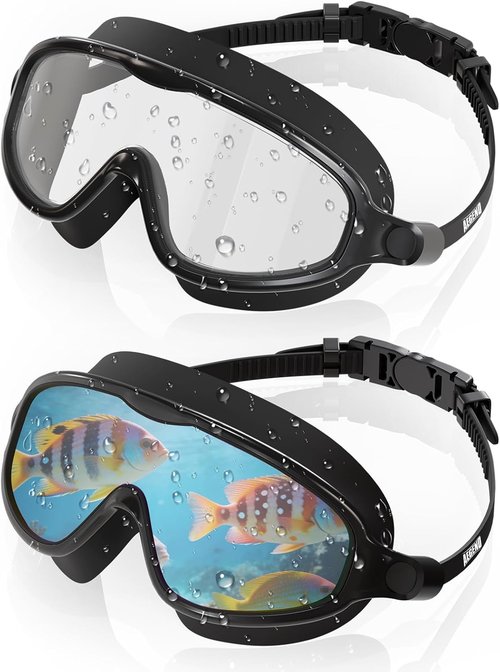 Aegend Swim Goggles | 2-Pack Wide View Anti-Fog & Anti-UV Goggles for Adults and Youth