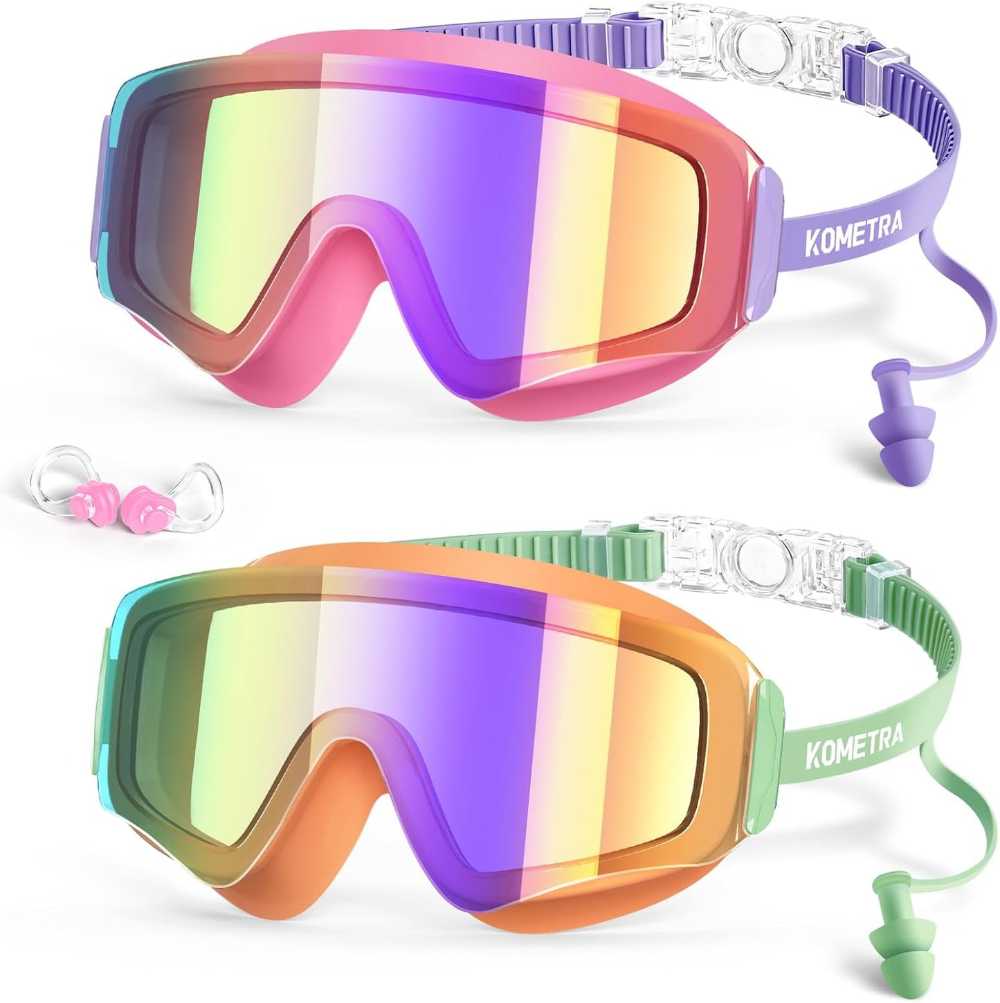 Skiennix Kids Swim Goggles - Anti-Fog UV Protection for Ages 3-15 | 2-Pack for Boys & Girls
