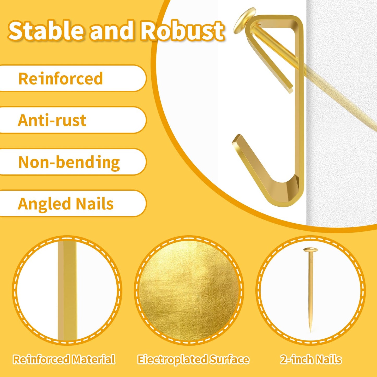 Phovana Picture Wall Hanger, 30 lb Drywall Plaster Picture Hangers, Picture Hanging Hooks, Picture Hanging Hardware, Picture Frame Hangers, Painting Hangers, Wall Hooks for Hanging Pictures, 50 Pack