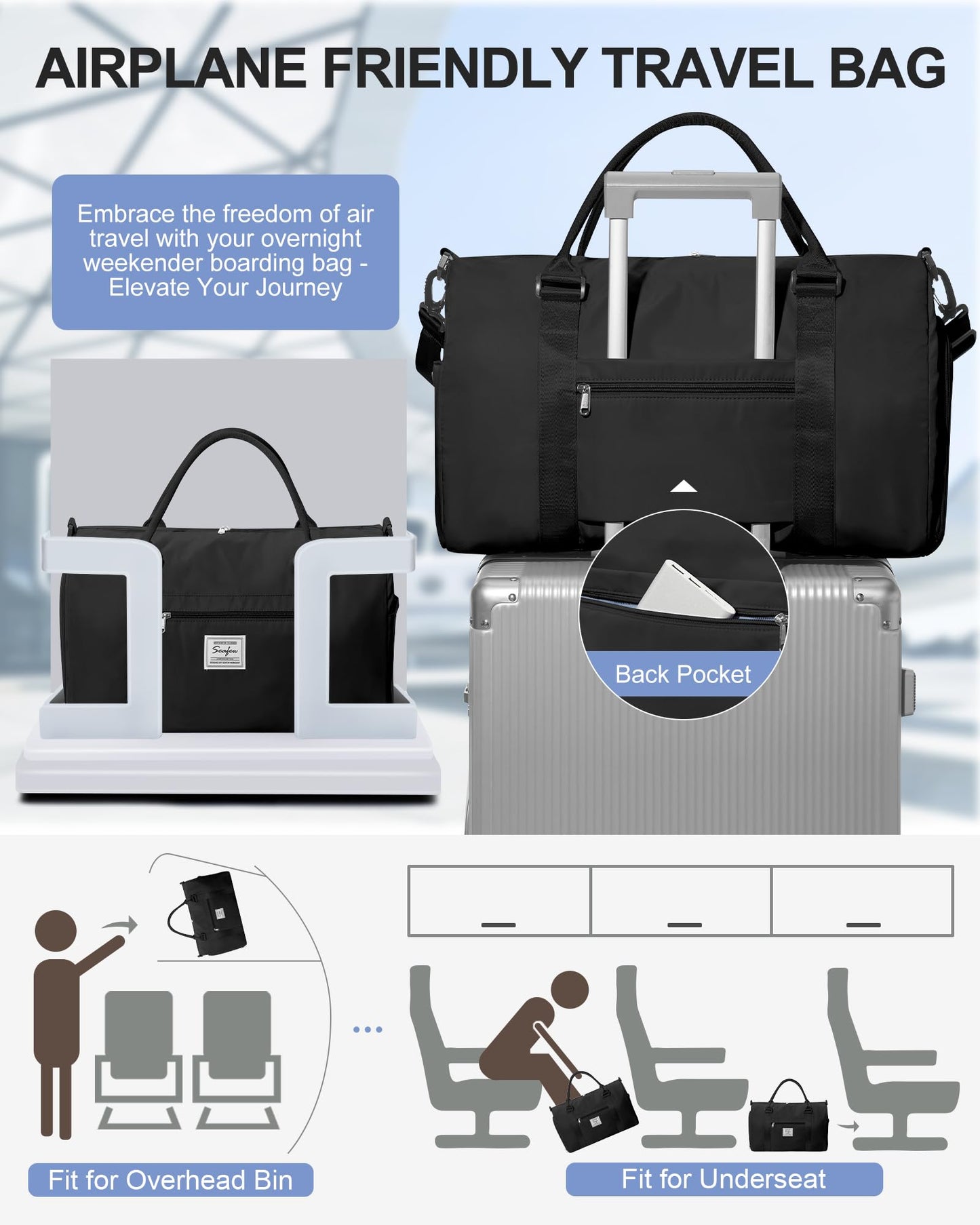 Gym Bag Womens Mens with Shoes Compartment and Wet Pocket Travel Duffel Bag for Women for Plane Sport Gym Tote Bags with Toiletry Bag Waterproof Weekend Overnight Carry on Bag Hospital Holdalls