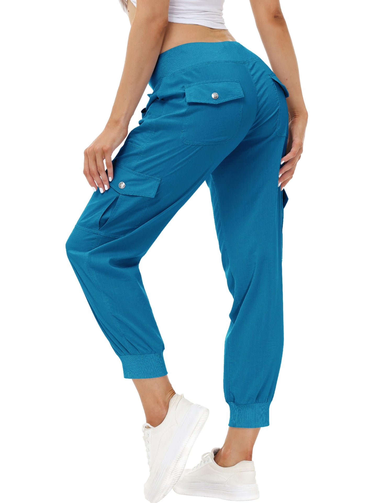 MoFiz Hiking Cargo Pants for Women with Pockets Lightweight Quick Dry Athletic Outdoor Summer Travel Casual Joggers Sweatpants Sapphire Blue 4XL
